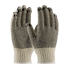 Pip 36-C330Pdd/S Heavy Weight Cotton/Polyester Gloves With Pvc Dotted Grip, Double-Sided W/ Coated Fingertips, Natural, Size Small