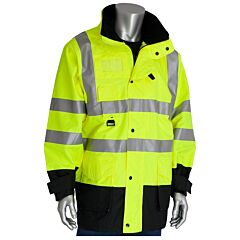 Pip 343-1756-Yel/5X Ansi Type R Class 3 7-In-1 All Conditions Coat With Inner Jacket And Vest Combination, Hi-Vis Yellow, Size 5X-Large, 1 Each