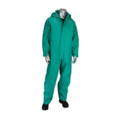 Pip 205-420Cv/3X Chemfr Treated Pvc Coverall With Hood - 0.42 Mm, Green, Size 3X-Large