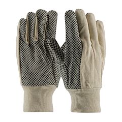 Pip 91-908Pd Premium Grade Cotton Canvas Gloves With Pvc Dotted Grip On Palm, Thumb And Index Finger, 8 Oz., Natural, Size Men'S