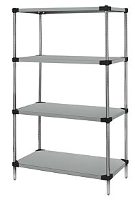 Quantum Wrs4-86-2142Ss Solid 4-Shelf Starter Unit, 21" X 42" X 86" - Stainless Steel, Comes With 4 Posts And 4 Shelves