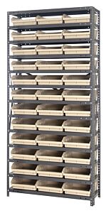 Quantum 1275-109Iv Steel Shelving Unit, 12" X 36" X 75", With 36 Qsb109 Ivory Bins