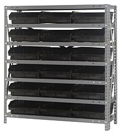 Quantum 1239-109Bk Steel Shelving Unit, 12" X 36" X 39", With 18 Qsb109 Black Bins