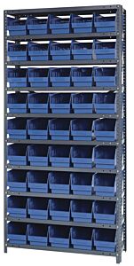 Quantum 1875-104Bl Steel Shelving Unit, 18" X 36" X 75", With 60 Qsb104 Blue Bins