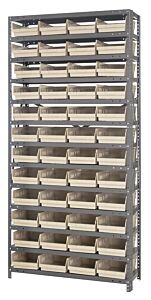 Quantum 1875-108Iv Steel Shelving Unit, 18" X 36" X 75", With 48 Qsb108 Ivory Bins
