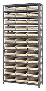 Quantum 1875-110Iv Steel Shelving Unit, 18" X 36" X 75", With 36 Qsb110 Ivory Bins
