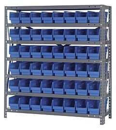 Quantum 1839-103Bl Steel Shelving Unit, 18" X 36" X 39", With 48 Qsb103 Blue Bins