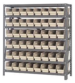 Quantum 1839-103Iv Steel Shelving Unit, 18" X 36" X 39", With 48 Qsb103 Ivory Bins