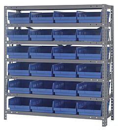 Quantum 1839-108Bl Steel Shelving Unit, 18" X 36" X 39", With 24 Qsb108 Blue Bins