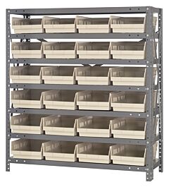 Quantum 1839-108Iv Steel Shelving Unit, 18" X 36" X 39", With 24 Qsb108 Ivory Bins