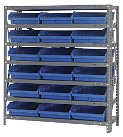 Quantum 1839-110Bl Steel Shelving Unit, 18" X 36" X 39", With 18 Qsb110 Blue Bins