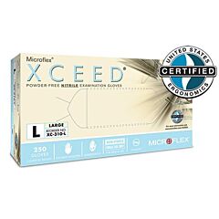 Microflex Xc-310-Xs Xceed Nitrile Exam Gloves, Powder Free, Extra-Small Lt Blue