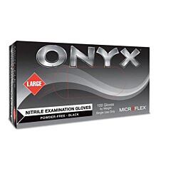 Microflex N641 Onyx Nitrile Exam Gloves, Powder Free Ambidextrous Small Black