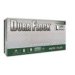 Microflex Dfk-608-M Duraflock Nitrile Gloves Flock-Lined Medium Dark Green