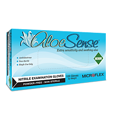 Microflex N961 Aloe Sense Nitrile Exam Gloves Small, Powder Free, Blue