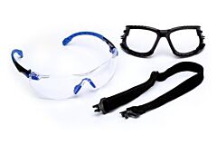 3M S1101Sgaf-Kt Solus Safety Glasses 1000-Series, Kit, Foam, Strap, Black/Blue, Clear Scotchgard Anti-Fog Lens