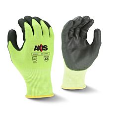 Radians Rwg558Xxl Axis Gloves Ansi Cut A7 Hiviz Yellow Hppe With Black Pu Palm, Size 2X-Large
