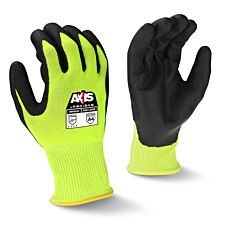 Radians Rwg564M Axis Gloves Ansi Cut A4 Hi Viz Green Hppe With Black Foam Nitrile Palm, Size Medium