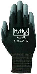 Ansell 11-600-5B Hyflex Ultra Lightweight Gloves, Black With Grey Palms, Size 5, Pack Of 12 Pairs
