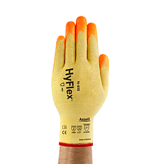 Ansell Hyflex 11-515 Gloves With High Visibility, Foam Nitrile Coated, Size 9, Orange/Yellow
