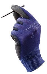 Ansell Hyflex 11-618 Polyurethane Palm Coated Gloves, Black/Dark Blue, Size 11