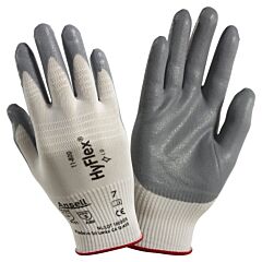 Ansell Hyflex 11-800-11 Nitrile Foam Palm Coated Gloves, Size 11, Gray/White