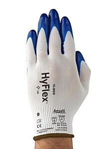 Ansell Hyflex 11-900 Ultralightweight Assembly Gloves, Blue/White, Size 6