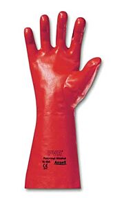 Ansell 15-554-10 Pva Fully Coated Chemical Resistant Gloves, Red, 14" Long, Knit Lined, Size 10, 1 Pair
