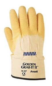 Edge 16-312-10 Golden Grab-It Gloves, Size 10, Gray/Yellow, Fully Coated