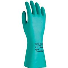 Ansell 37-175 Alphatec Solvex Nitrile Gloves, Gauntlet Cuff, Cotton Flock Lined, Size 6, Green, 15 Mil
