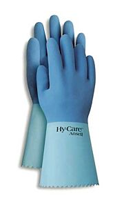 Ansell 62-400-10 Hycare Sz10 Ltx Glv Blue 12" Cuff Cotton Lnd 12/Pk