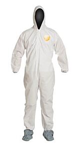 Dupont Pb122Swh5X002500 Proshield Basic Coveralls, Hood, Attached Boots, White, 5X-Large