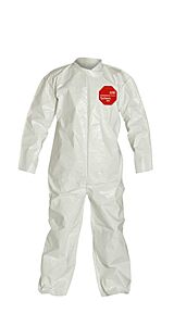 Dupont Sl120Bwhmd001200 Tychem Sl Coverall, Collar, Bound Seams, White, Medium