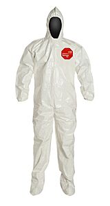 Dupont Sl122Bwh7X001200 Tychem Sl Coverall, Hood, Attached Socks, Taped, White, 7X-Large