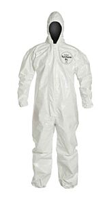 Dupont Sl127Twhmd000600 Tychem Sl Coverall, Hood, Taped Seams, White, Medium