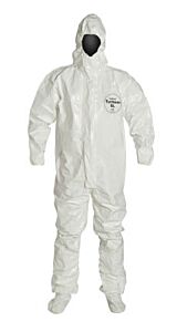 Dupont Sl128Twh3X000600 Tychem Sl Coverall, Hood, Attached Socks, White, 3X-Large