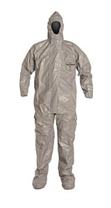 Dupont Tf169Tgymd000600 Tychem F Coverall, Hood, Attached Socks, Medium