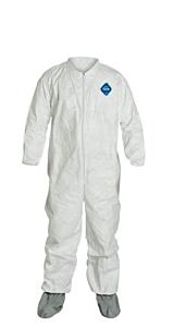 Dupont Ty121Swhxl0025Ns Coveralls Zip Front Boots Size X-Large White