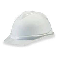 Msa 10034018 V-Gard 500 Cap, White Vented, 4-Point Fas-Trac Iii