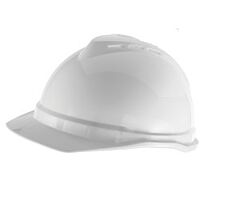 Msa 10034097 Class E Type I V-Gard 500 White Hard Hat, Fas-Trac Suspension