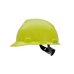 Msa 10061512 V-Gard Slotted Cap, Hi-Viz Yellow, W/Fas-Trac Iii Suspension