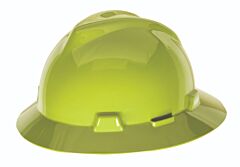 Msa 10061515 Full Brim Hat, Ratchet Suspension, Hi-Viz Yellow/Green, 1/Each