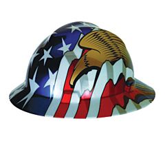 Msa 10071159 American Flag Hardhat White Eagles On Both Sides