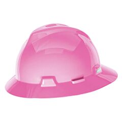 Msa 10156373 V-Gard Slotted Full-Brim Hat, Hot Pink, W/Fas-Trac Iii Suspension