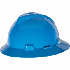 Msa 454714 Topgard Non-Slotted Full Brim Hard Hat With 1-Touch Suspension, Blue