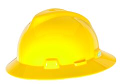 Msa 454730 V-Gard Slotted Full-Brim Hat, Yellow, W/Staz-On Suspension