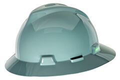 Msa 454731 V-Gard Slotted Full-Brim Hat, Gray, W/Staz-On Suspension