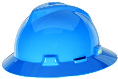 Msa 454732 V-Gard Slotted Full-Brim Hat, Blue, W/Staz-On Suspension