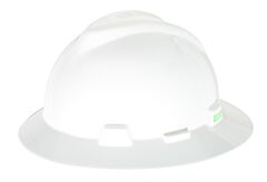 Msa 454733 V-Gard Slotted Full-Brim Hat, White, W/Staz-On Suspension