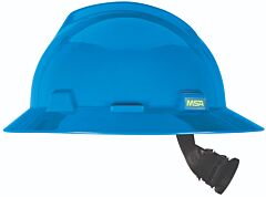 Msa 475368 V-Gard Slotted Full-Brim Hat, Blue,, W/Fas-Trac Iii Suspension